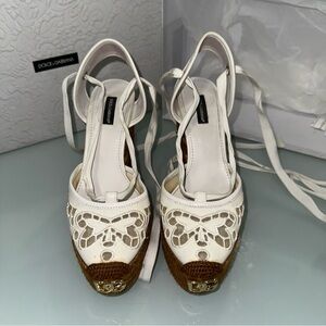 Dolce & Gabbana White Espadrille Sandals